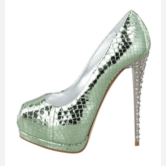Giuseppe Zanotti Metallic Green Platform Heels - Picture 1 of 6